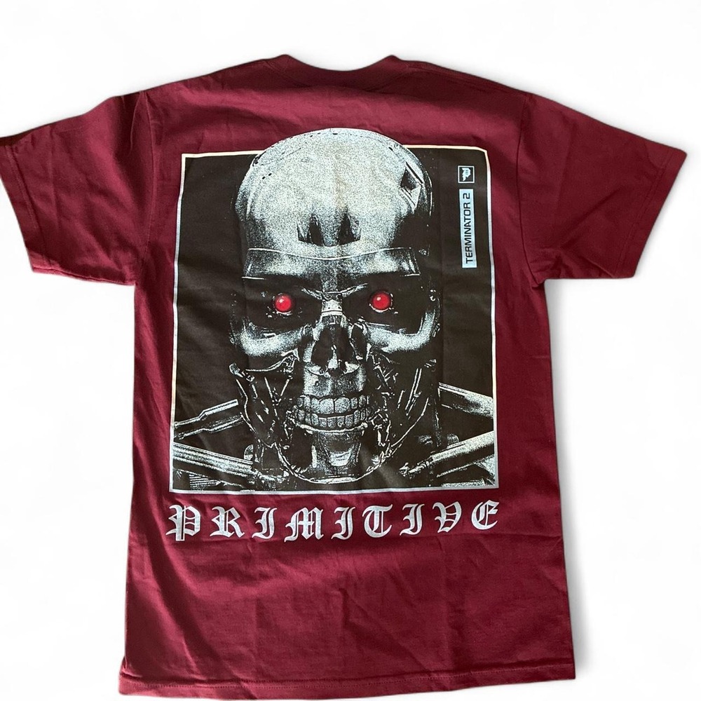 NWOT Burgundy Primitive x Terminator Judgement day graphic print tshirt. Med
